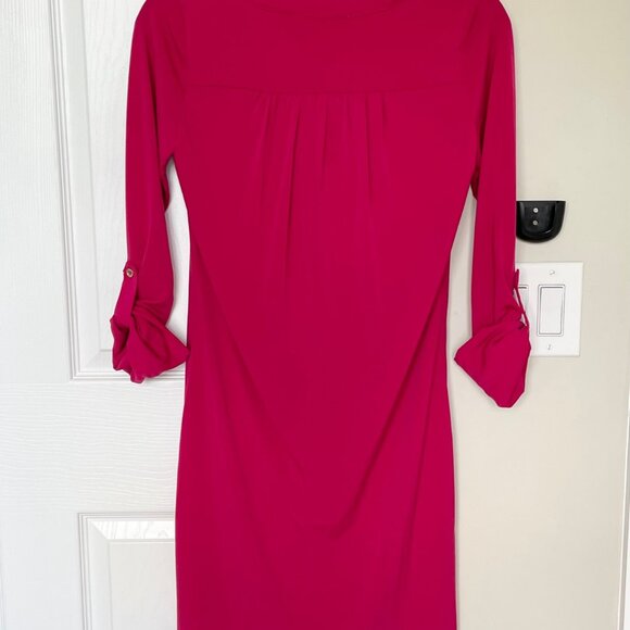 Michael Kors Chain Lace Up Dress Fuschia Pink Workday Fashion Brunch Outfit - Picture 2 of 9